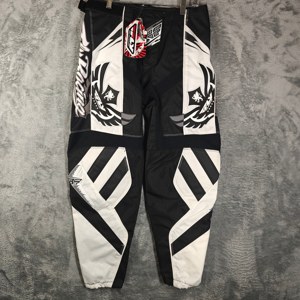 Fly Racing F-16 Race Pants Mens 30 Black White Motocross MX Riding Gear 2010